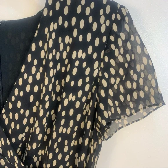 Talbot Petites Vintage 100% Pure Silk V Neck Wrap Polka Dot Midi Dress - Picture 11 of 12